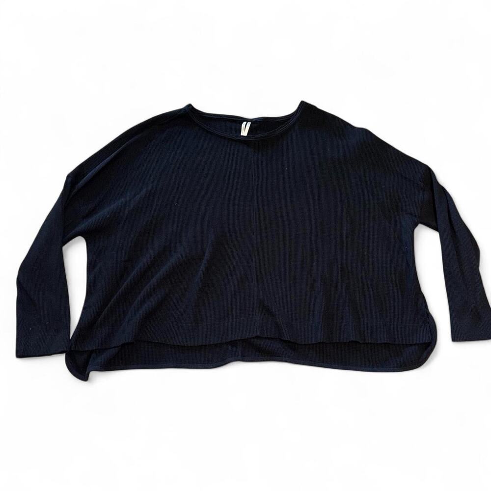 Anthropologie large top black textured waffle-knit pullover
relaxed fit - Picture 2 of 5
